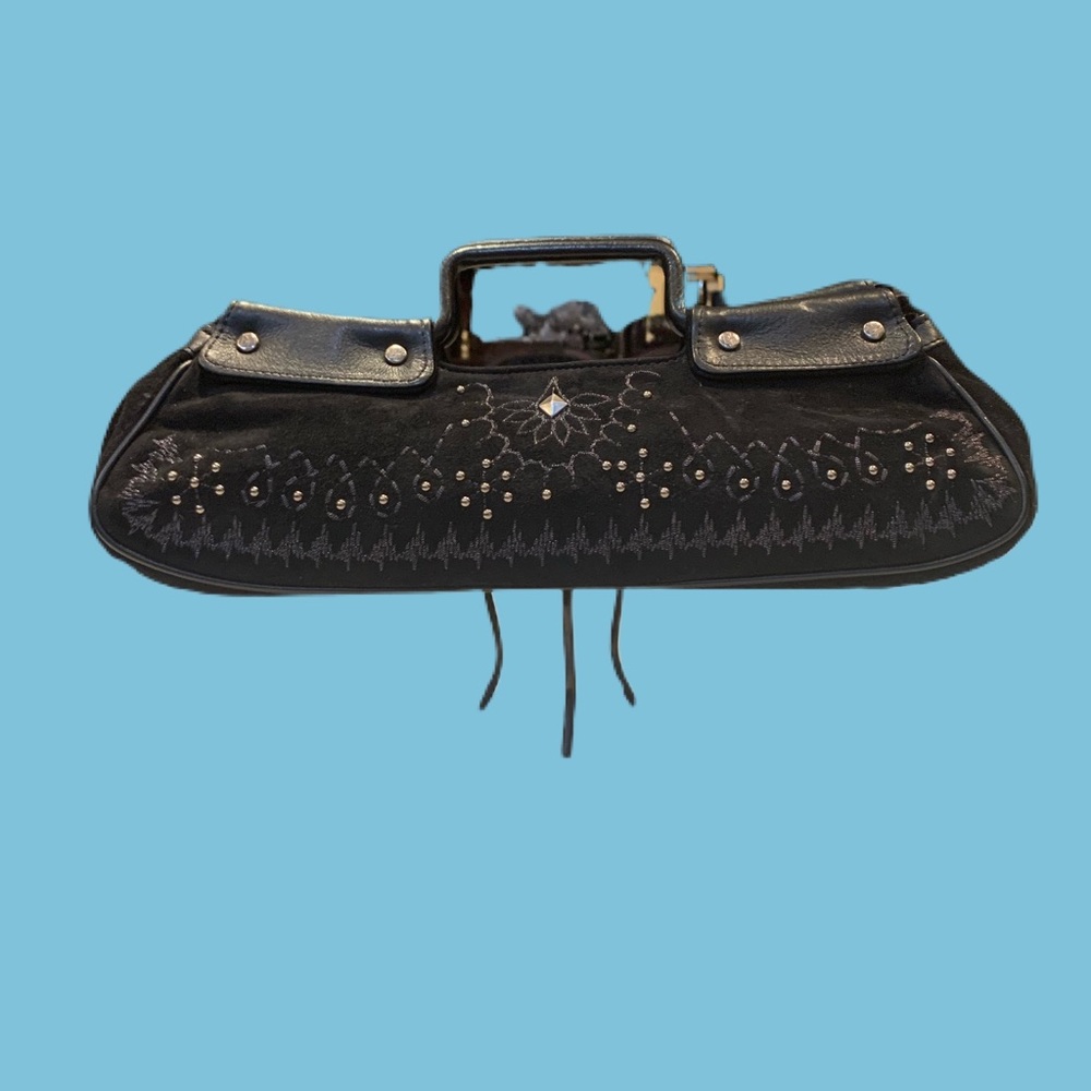 Donald J. Pliner Black Suede Couture Handbag